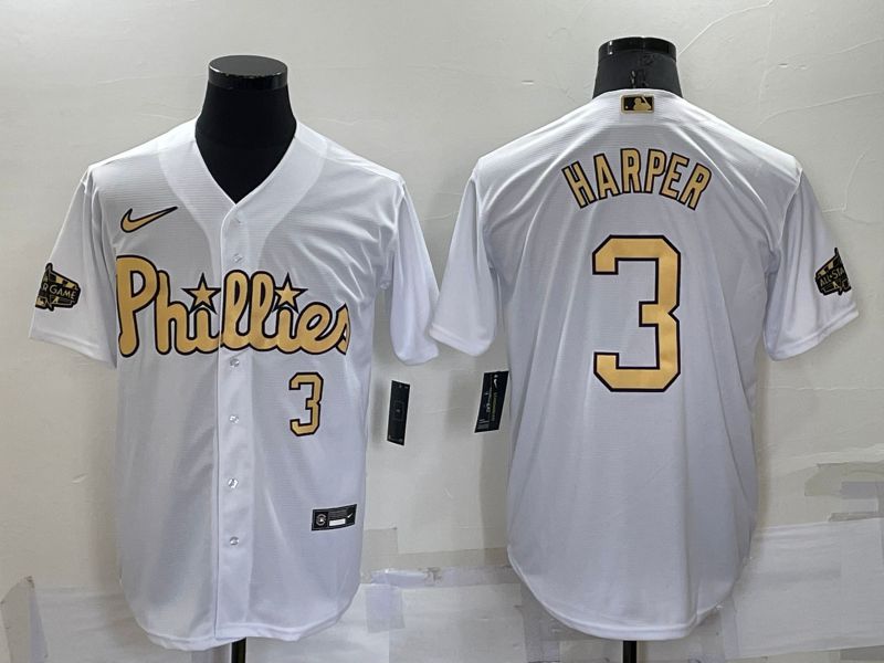 Men Philadelphia Phillies #3 Harper White 2022 All Star Nike MLB Jerseys